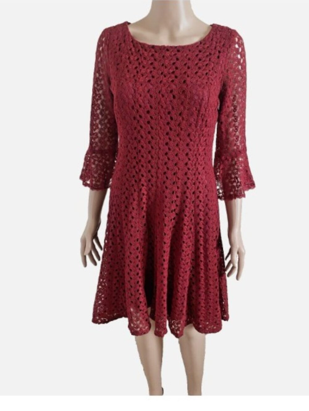 Rabbit Rabbit Rabbit Burgundy Eyelet Cotton Dress Size 6